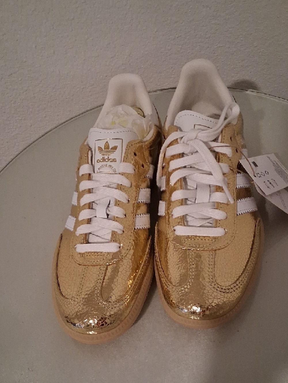 adidas Gold and White Samba Low-Top Sneakers - Picture 2 of 6